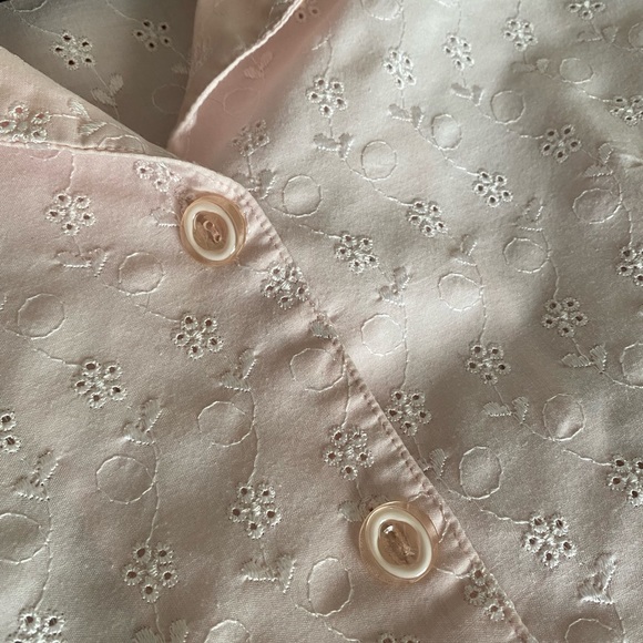 Vintage Baby Pink Eyelet Button Down - Picture 3 of 5
